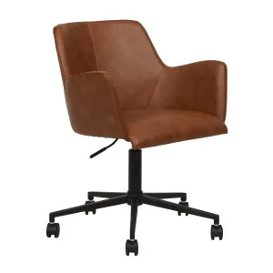 Lennox Office Chair - VINTAGE TAN PU - Black by GlobeWest, a Chairs for sale on Style Sourcebook