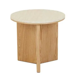 Elsie Side Table - Natural Travertine - Natural Ash by GlobeWest, a Side Table for sale on Style Sourcebook