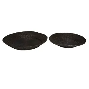 Lark Woven Low Set of 2 Bowls - Black by GlobeWest, a Decorative Plates & Bowls for sale on Style Sourcebook