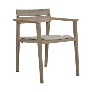 Mauritius Island Dining Arm Chair - Canvas Sand - Aged Teak by GlobeWest, a Outdoor Chairs for sale on Style Sourcebook