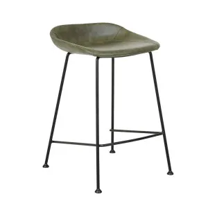 Turner Barstool - Vintage Matt Green PU - Black Metal by GlobeWest, a Bar Stools for sale on Style Sourcebook