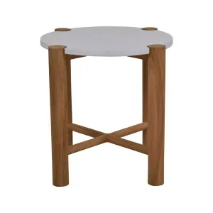 Isla Side Table - White Speckle - Natural Teak by GlobeWest, a Tables for sale on Style Sourcebook