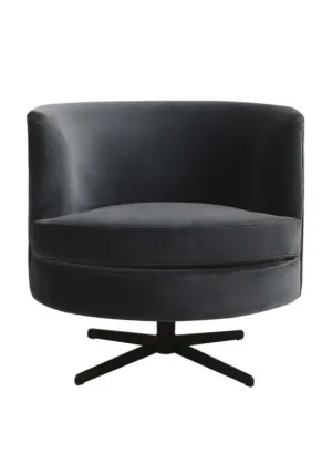 Kennedy Emery Occasional Chair - Blue Charcoal Velvet - Black Metal by GlobeWest, a Chairs for sale on Style Sourcebook