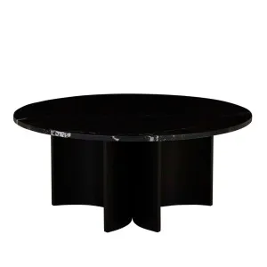 Oberon Eclipse Marble Coffee Table - Matt Black Marble - Matt Dark Oak by GlobeWest, a Coffee Table for sale on Style Sourcebook