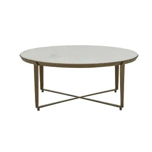 Ophelia Coffee Table - White Marble - Antique Brass by GlobeWest, a Coffee Table for sale on Style Sourcebook