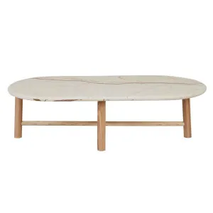 Artie Oval Marble Coffee Table - Brown Vein Marble - Natural Ash by GlobeWest, a Coffee Table for sale on Style Sourcebook