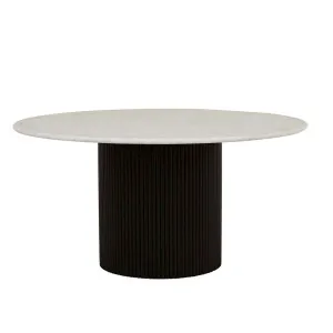 Benjamin Ripple Marble Dining Table - Matt White Marble - Matt Black by GlobeWest, a Dining Tables for sale on Style Sourcebook