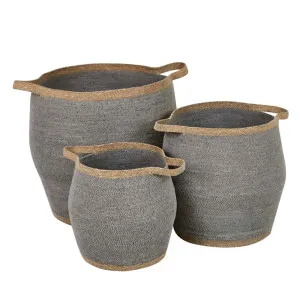 Lark Belly Basket - Grey - Natural by GlobeWest, a Baskets & Boxes for sale on Style Sourcebook