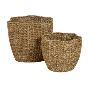 Lark Fluted Set of 2 Baskets - Natural by GlobeWest, a Baskets & Boxes for sale on Style Sourcebook