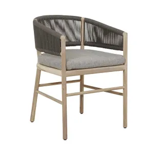 Corsica Rope Dining Armchair - Grey Marle - Aged Teak by GlobeWest, a Outdoor Chairs for sale on Style Sourcebook