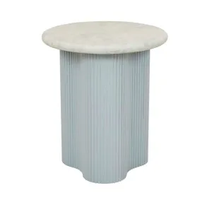 Artie Wave Ripple Side Table - Matt White Marble - Powder Blue by GlobeWest, a Side Table for sale on Style Sourcebook