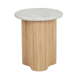 Artie Wave Ripple Side Table - Matt White Marble - Natural Ash by GlobeWest, a Side Table for sale on Style Sourcebook