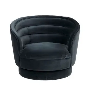 Kennedy Luca Grand Occasional Chair - Blue Charcoal Velvet by GlobeWest, a Chairs for sale on Style Sourcebook