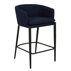 Ashton Barstool - Navy Boucle - Black Metal by GlobeWest, a Bar Stools for sale on Style Sourcebook