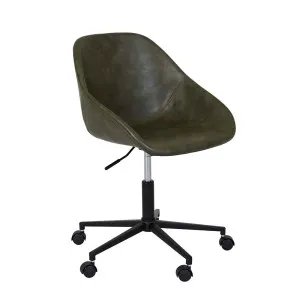 Cooper Office Chair - Vintage Matt Green PU - Black by GlobeWest, a Chairs for sale on Style Sourcebook