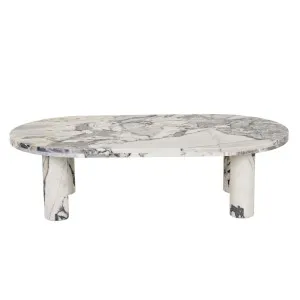 Amara Round Leg Oval Coffee Table - Natural Ocean Marble by GlobeWest, a Coffee Table for sale on Style Sourcebook