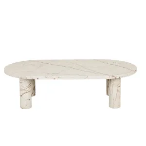 Amara Round Leg Oval Coffee Table - Brown Vein Marble by GlobeWest, a Coffee Table for sale on Style Sourcebook