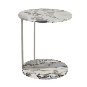 Amara Linear Side Table - Natural Ocean Marble by GlobeWest, a Side Table for sale on Style Sourcebook