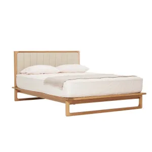 Sketch Hover Bed - Limestone Leather - Light Oak by Sketch, a Bed Heads for sale on Style Sourcebook