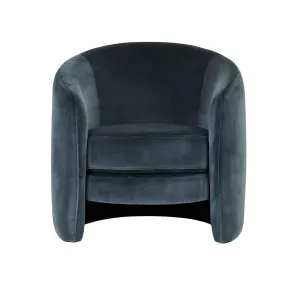 Kennedy Tenner Occasional Chair - Blue Charcoal Velvet by GlobeWest, a Chairs for sale on Style Sourcebook