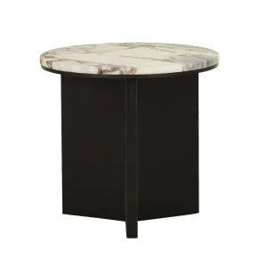 Elsie Side Table - Matt Ocean Marble - Matt Dark Oak by GlobeWest, a Side Table for sale on Style Sourcebook