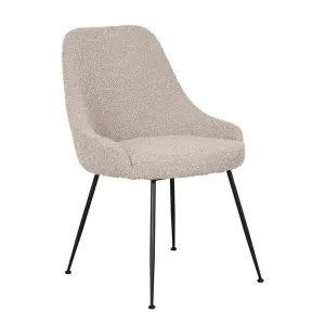 Dane Dining Chair - Taupe Boucle - Black by GlobeWest, a Chairs for sale on Style Sourcebook