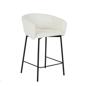 Asher Barstool - Natural White Tweed - Black Metal by GlobeWest, a Bar Stools for sale on Style Sourcebook