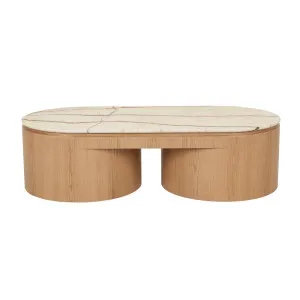 Pluto Oval Marble Coffee Table - Brown Vein Marble - Natural Ash by GlobeWest, a Coffee Table for sale on Style Sourcebook