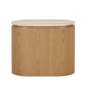 Pluto Oval Marble Side Table - Matt Brown Vein Marble - Natural Ash by GlobeWest, a Side Table for sale on Style Sourcebook