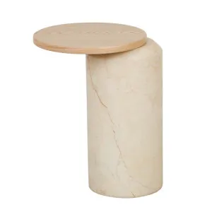 Pablo Marble Side Table - Natural Ash - Natural Brown Vein Marble by GlobeWest, a Side Table for sale on Style Sourcebook