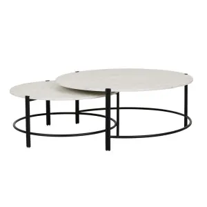 Atlas Twin Nest Coffee Table - Matt White Marble - Black Metal by GlobeWest, a Coffee Table for sale on Style Sourcebook