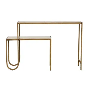 Celeste Nest Console - Crema Beige Marble - Antique Brass by GlobeWest, a Console Table for sale on Style Sourcebook