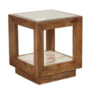 Zephyr Side Table - Crema Beige Marble - Natural by GlobeWest, a Side Table for sale on Style Sourcebook