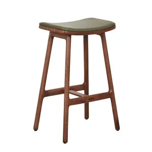 Sketch Odd Upholstered Barstool - Kale Leather - Walnut by Sketch, a Bar Stools for sale on Style Sourcebook