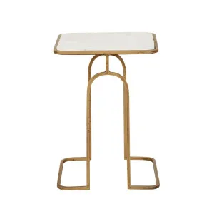 Celeste Arch Side Table - White Marble - Antique Brass by GlobeWest, a Side Table for sale on Style Sourcebook