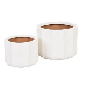 Hanson Flute Planter Set of 2 - White Sand by GlobeWest, a Plant Holders for sale on Style Sourcebook