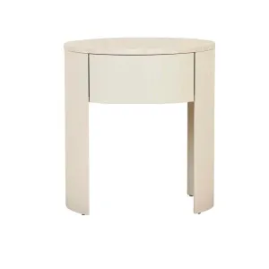 Oberon Crescent Marble Bedside - Natural Travertine - Shell by GlobeWest, a Bedside Tables for sale on Style Sourcebook