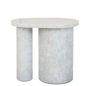 Atlas Pillar Side Table - Matt White Marble by GlobeWest, a Side Table for sale on Style Sourcebook