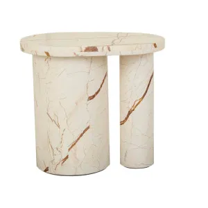 Atlas Pillar Side Table - Matt Brown Vein Marble by GlobeWest, a Side Table for sale on Style Sourcebook