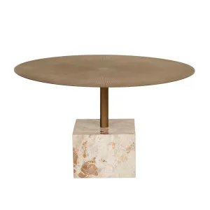 Verona Pillar Coffee Table - Latte - Antique Brass by GlobeWest, a Coffee Table for sale on Style Sourcebook