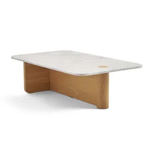 Natadora Pivot Marble Rect Coffee Tbl - White Marble - Light Oak by Natadora, a Coffee Table for sale on Style Sourcebook