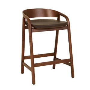 Tolv Inlay Upholstered Barstool - Cigar Leather - Smoked Oak by Sketch, a Bar Stools for sale on Style Sourcebook