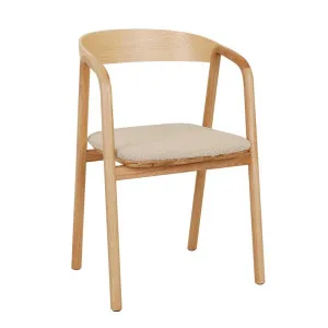Tolv Inlay Upholstered Dining Armchair - Fleece Fawn - Light Oak by null, a Chairs for sale on Style Sourcebook