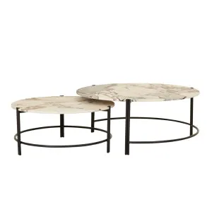 Atlas Twin Nest Coffee Table - Natural Ocean Marble - Black by GlobeWest, a Coffee Table for sale on Style Sourcebook