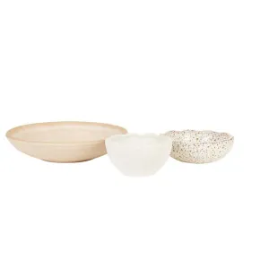 Hanson Eden Set of 3 Bowls - Mottled White Multi by GlobeWest, a Decorative Plates & Bowls for sale on Style Sourcebook