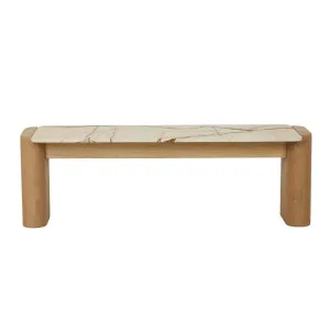 Floyd Marble Bench - Matt Brown Vein Marble - Natural Ash Veneer by GlobeWest, a Benches for sale on Style Sourcebook