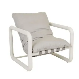 Frankie Outdoor Tube Occasional Chair - Seastone - Aluminium White by GlobeWest, a Outdoor Chairs for sale on Style Sourcebook