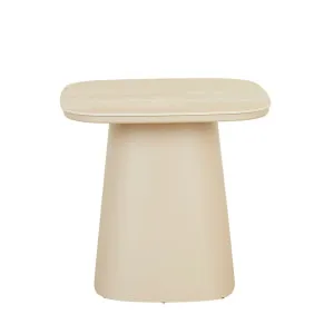 Valencia Curve Side Table - Faux Travertine - Beige by GlobeWest, a Tables for sale on Style Sourcebook