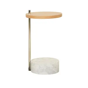 Natadora Society Marble Side Table - White Marble - Light Oak by Natadora, a Side Table for sale on Style Sourcebook