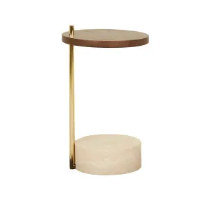 Natadora Society Marble Side Table - Natural Travertine - Smoked Oak by Natadora, a Side Table for sale on Style Sourcebook